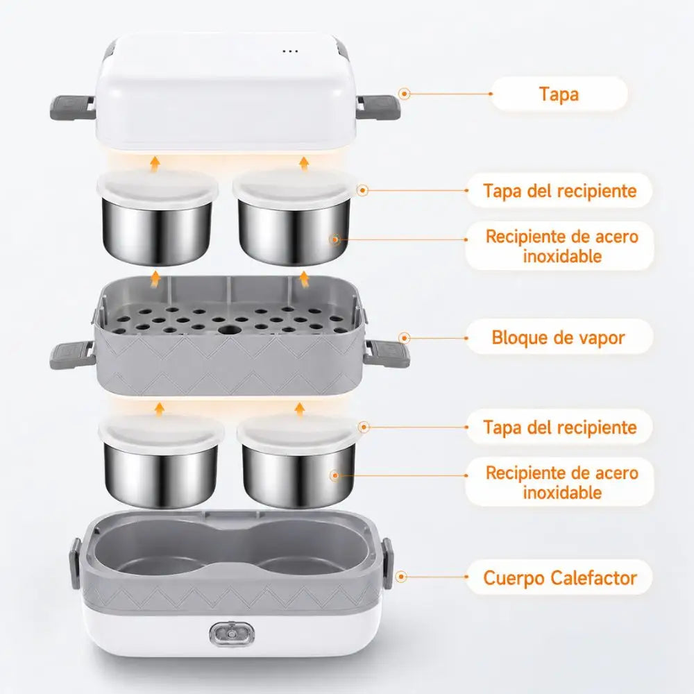 Lonchera Eléctrica Portátil – Dile adiós a la comida fría, caliéntala tú mismo con solo un botón.