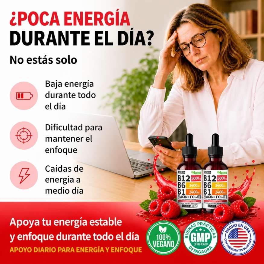 B12 Complex – Dile adiós al cansancio y a la mente nublada con vitamina B12, B6 y B1 de alta potencia en solo 7 días